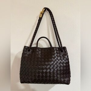 Bottega Veneta Dark Brown Woven Shoulder Bag